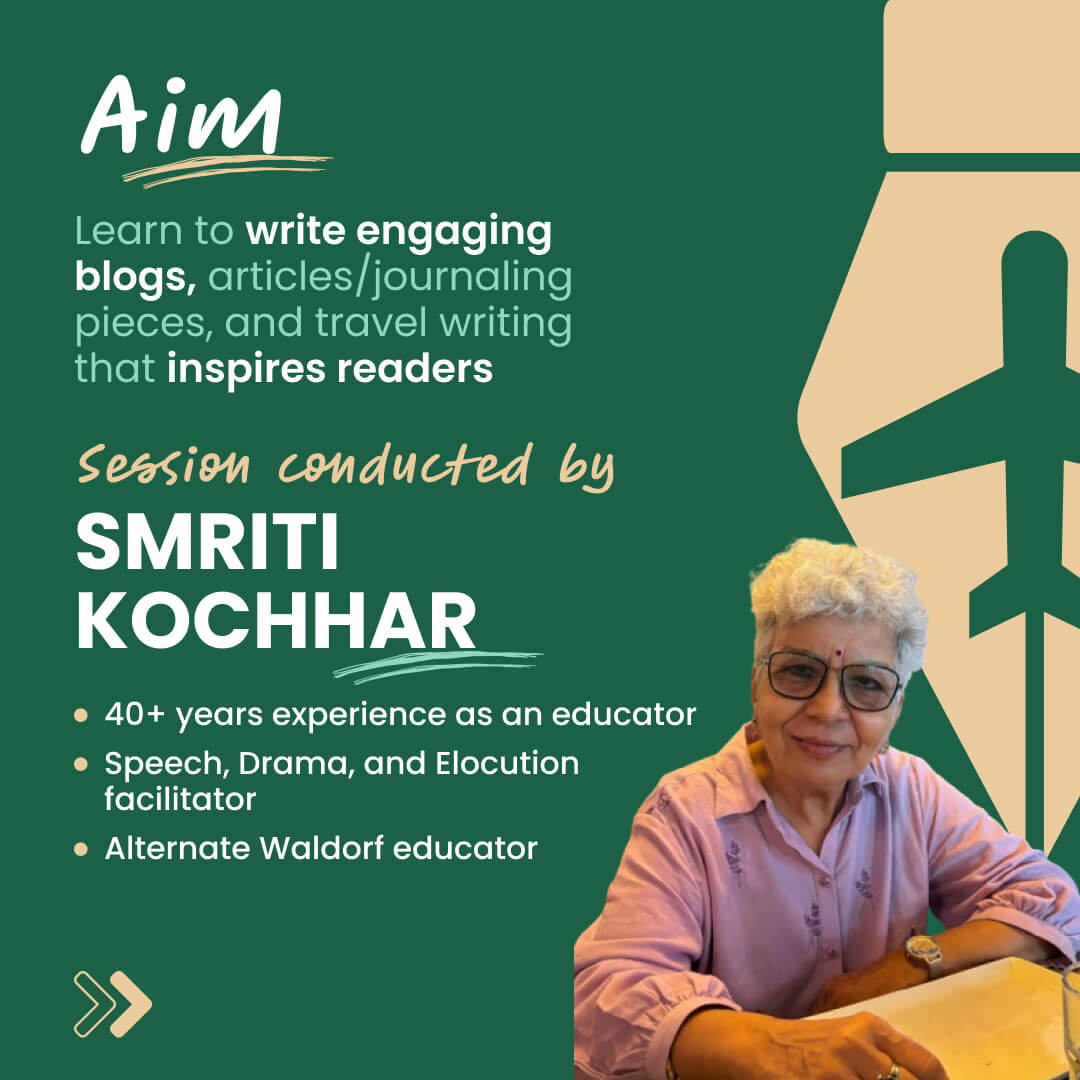 [27th-28th Apr] Creative Writing - Blog & Travel Writing: neOwn x Smriti Kocchar | Learn Blog, Article & Travel Writing for 8-12 yrs | Online Workshops for Kids
