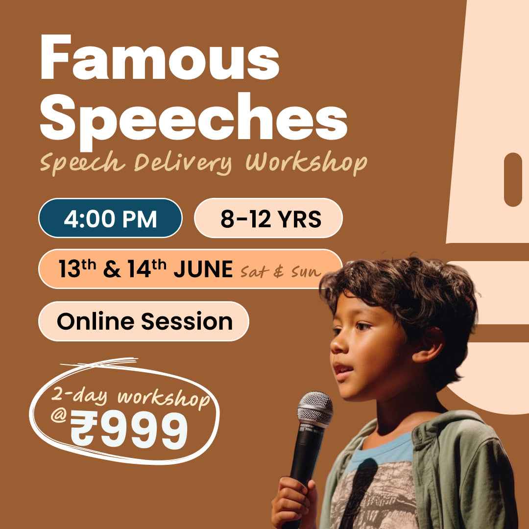 [13th-14th June] Speech Delivery - Famous Speeches Workshop: neOwn x Smriti Kochhar | Learn Voice Modulation & Powerful Speech Delivery for 8–12 yrs | Online Workshops for Kids